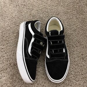 Vans Black and White Old Skool Velcro Sneakers
